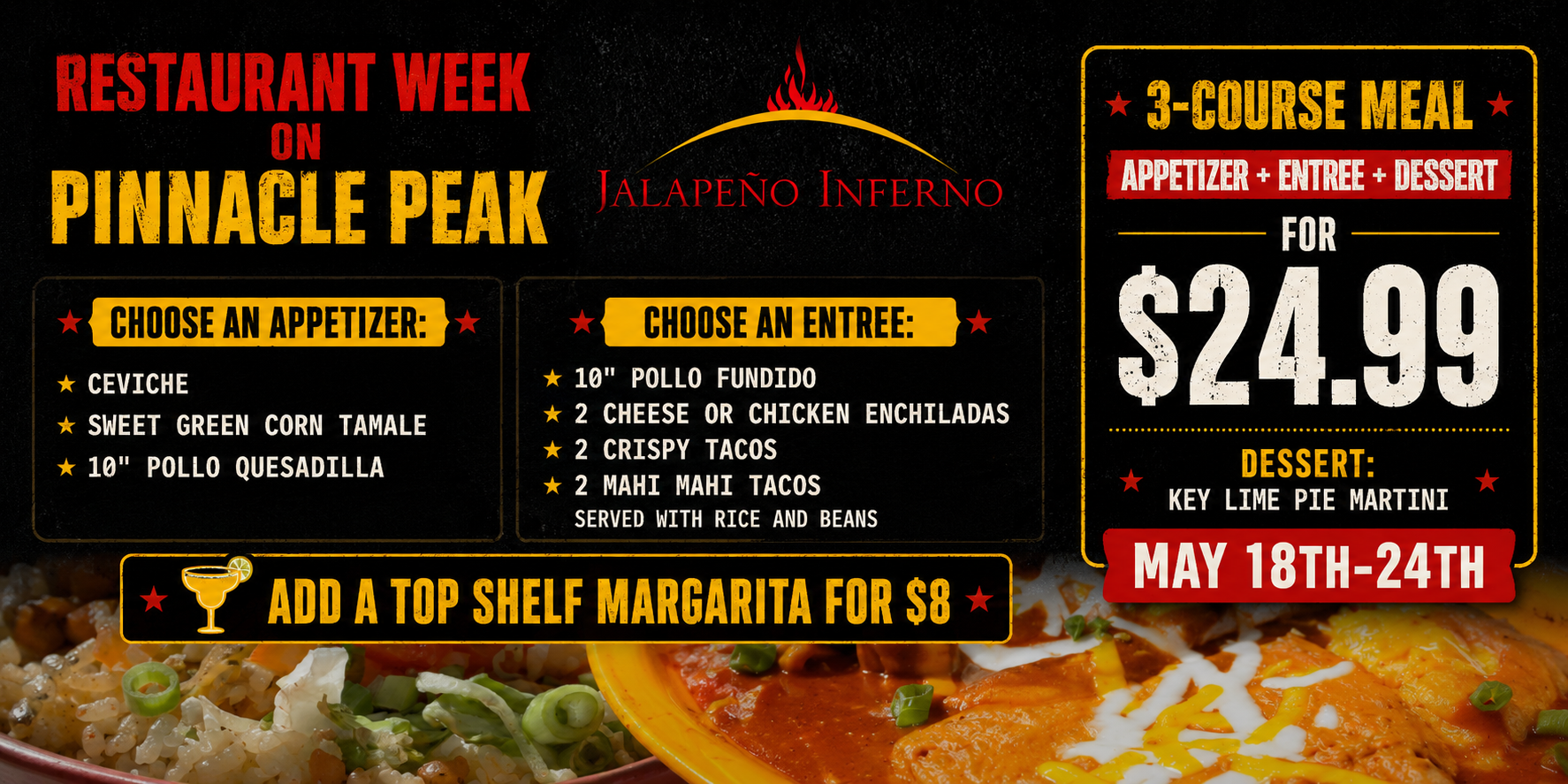 Restaurant Week on Pinnacle Peak: three-course meal for $24.99, May 18-24